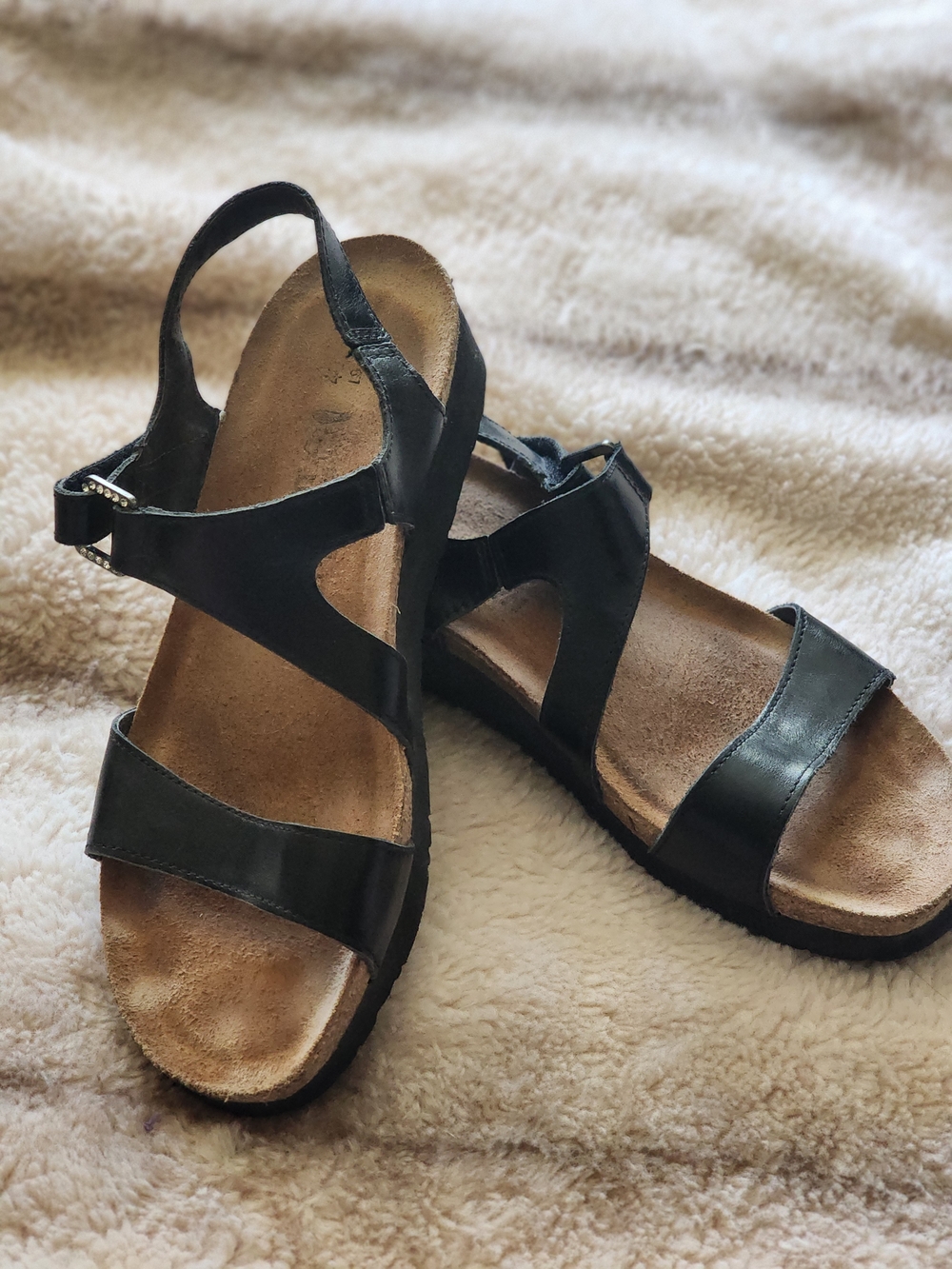 Naot Women's Black Leather Sling-Back Comfort Sandals